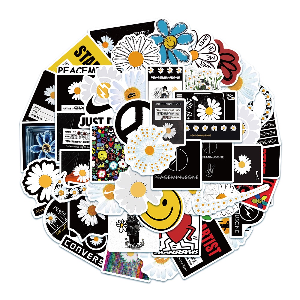 JOJO· Bộ Hình Dán Chống Thấm GD G-Dragon Peaceminusone Daisy, 50 tờ/bộ