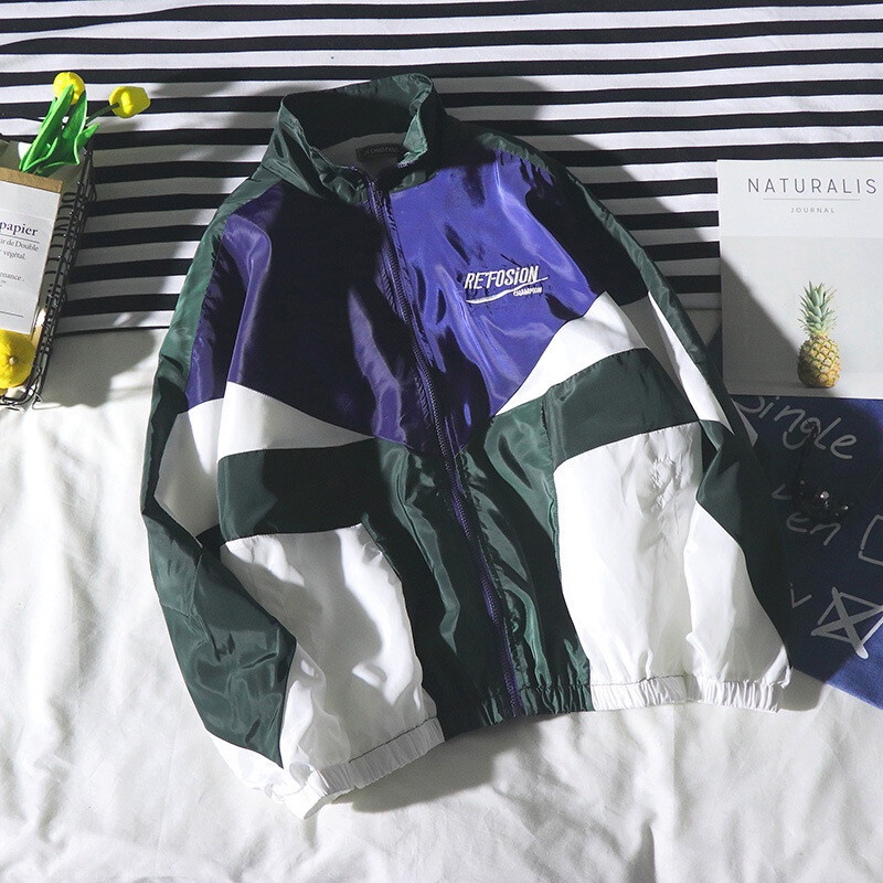 Áo khoác hip hop AOKANG mỏng thêu logo phối khóa kéo thời trang dành cho nam