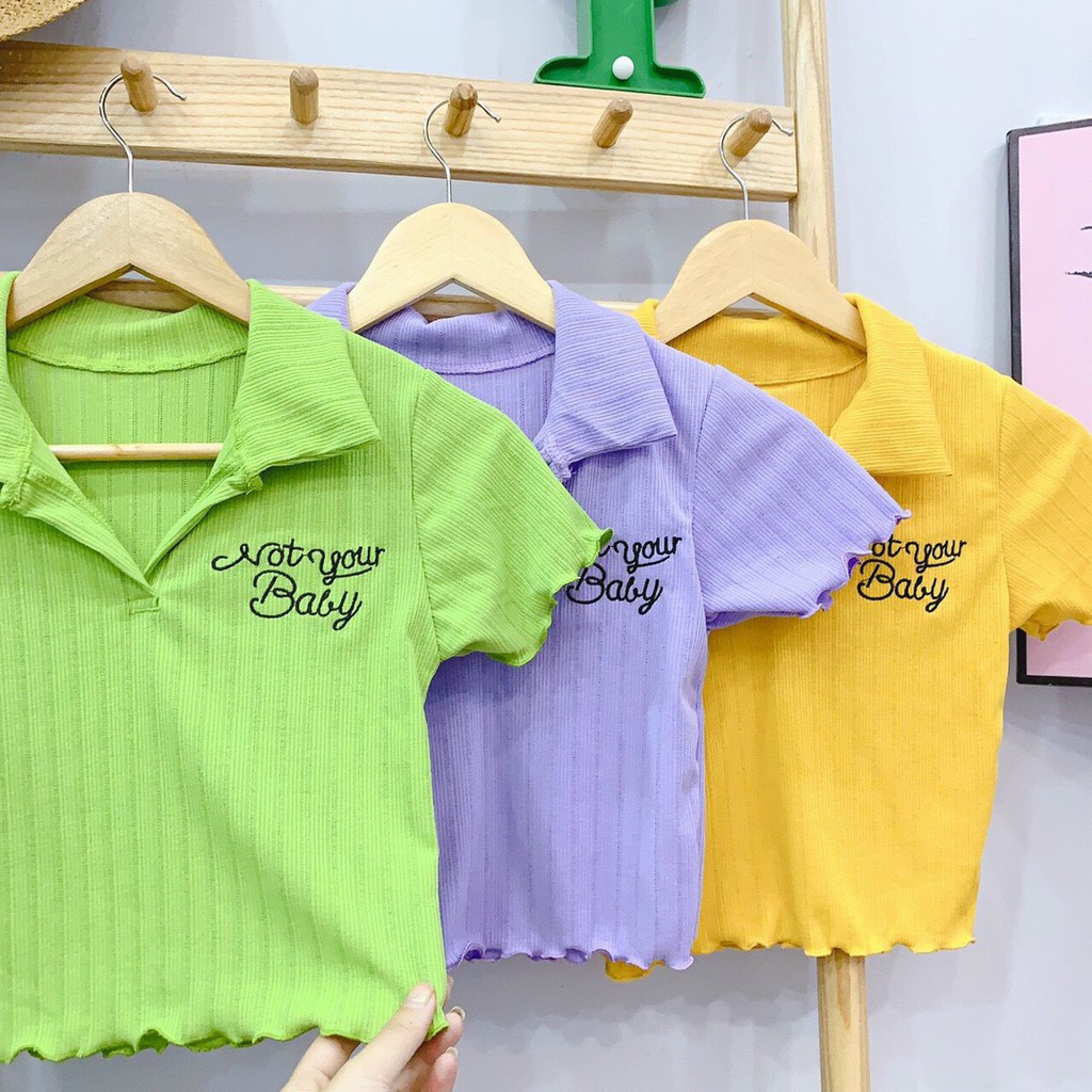 Áo croptop polo chất thun gân thêu chữ baby, phù hợp đi chơi đi hẹn hò nhiều phong cách. đủ màu, ảnh thật tự chụp