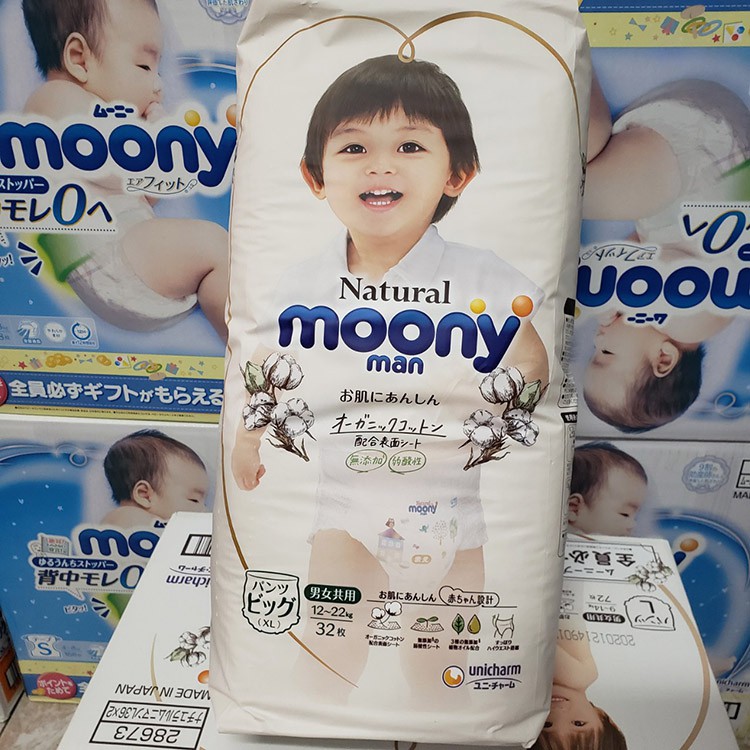 [XẢ KHO] Tã Bỉm Moony Natural Dán/Quần Nội Địa Nhật NB63/S58/M46/L38/L36/XL32