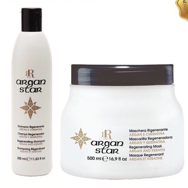 Dầu Gội Kem Ủ Tóc Dưỡng Sâu Phục Hồi Tóc Khô Xơ Chẻ Ngọn Argan RR Line ARGAN STAR 1000ml*2