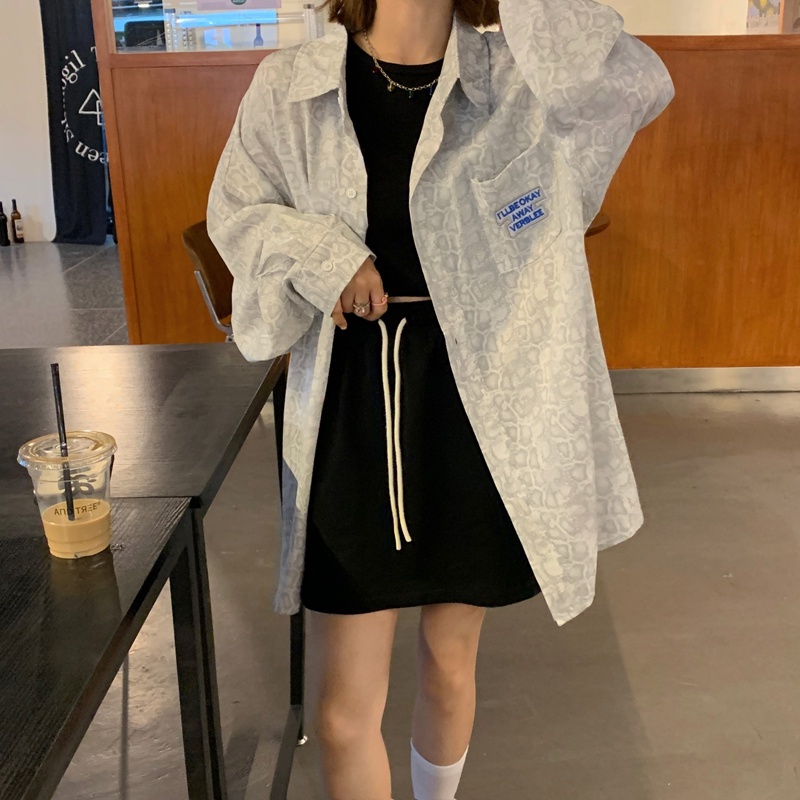 SUXI Áo sơ mi nữ tay dài dáng rộng thời trang