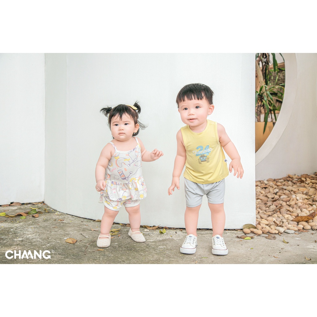 CHAANG Bộ quần áo ba lỗ Active vàng cho bé trai bé gái. Bé 6-22kg CHA000002 Shop-Mẹ-Rùa