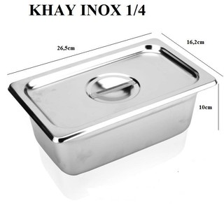 KHAY ĐỰNG TOPPING INOX 1/4 HÌNH CHỮ NHẬT CAO 10CM