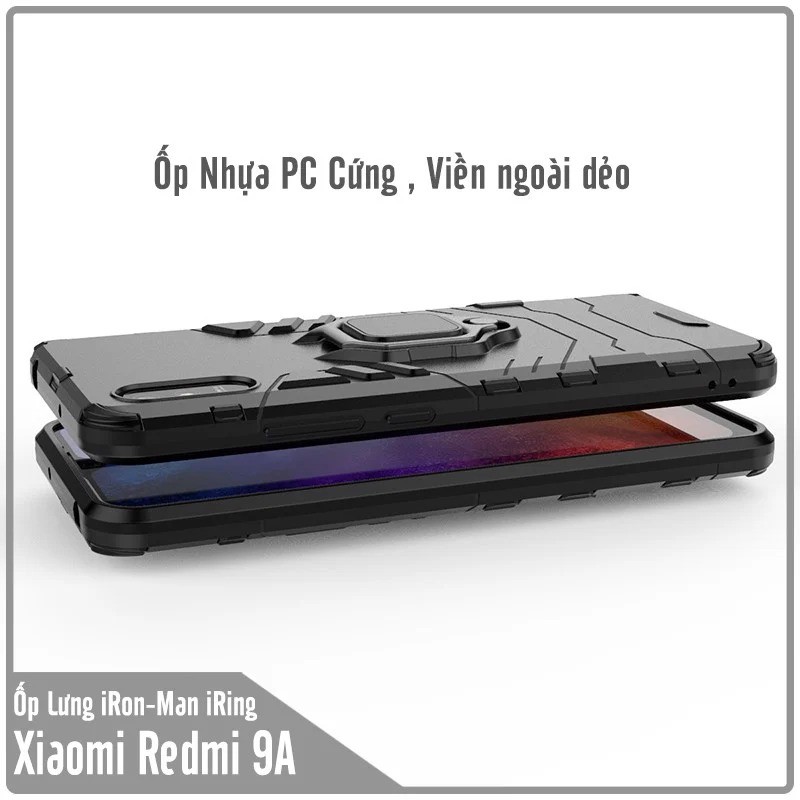 Ốp lưng cho Xiaomi Redmi 9A iRON - MAN IRING Nhựa PC cứng viền dẻo chống sốc