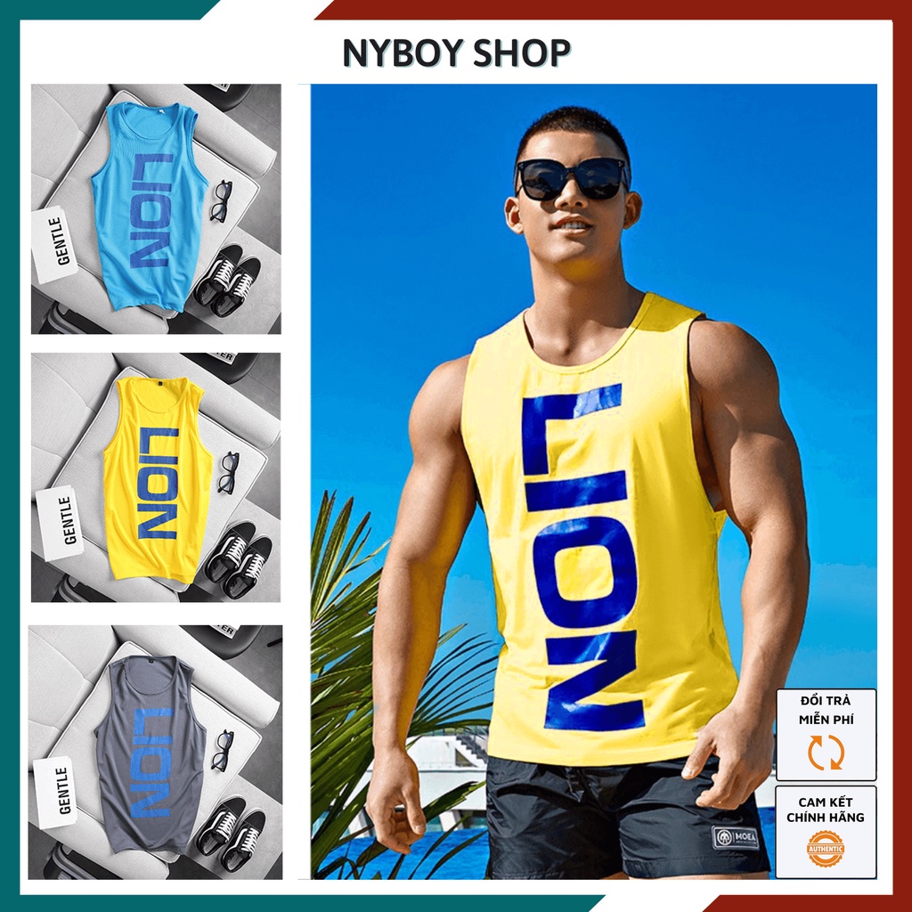 Áo thun nam tập gym LION, áo ba lỗ body nam mát mẻ, thấm hút mồ hôi, mặc cực thoải mái_ABL02