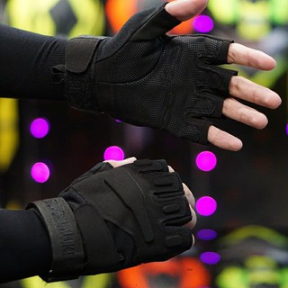 GĂNG TAY BẢO HỘ BLACKHAW HỞ NGÓN-GĂNG CHIẾN THUẬT BLACK HAWK CỤT NGÓN THỂ THAO TẬP GYM chính hãng xe máy phượt