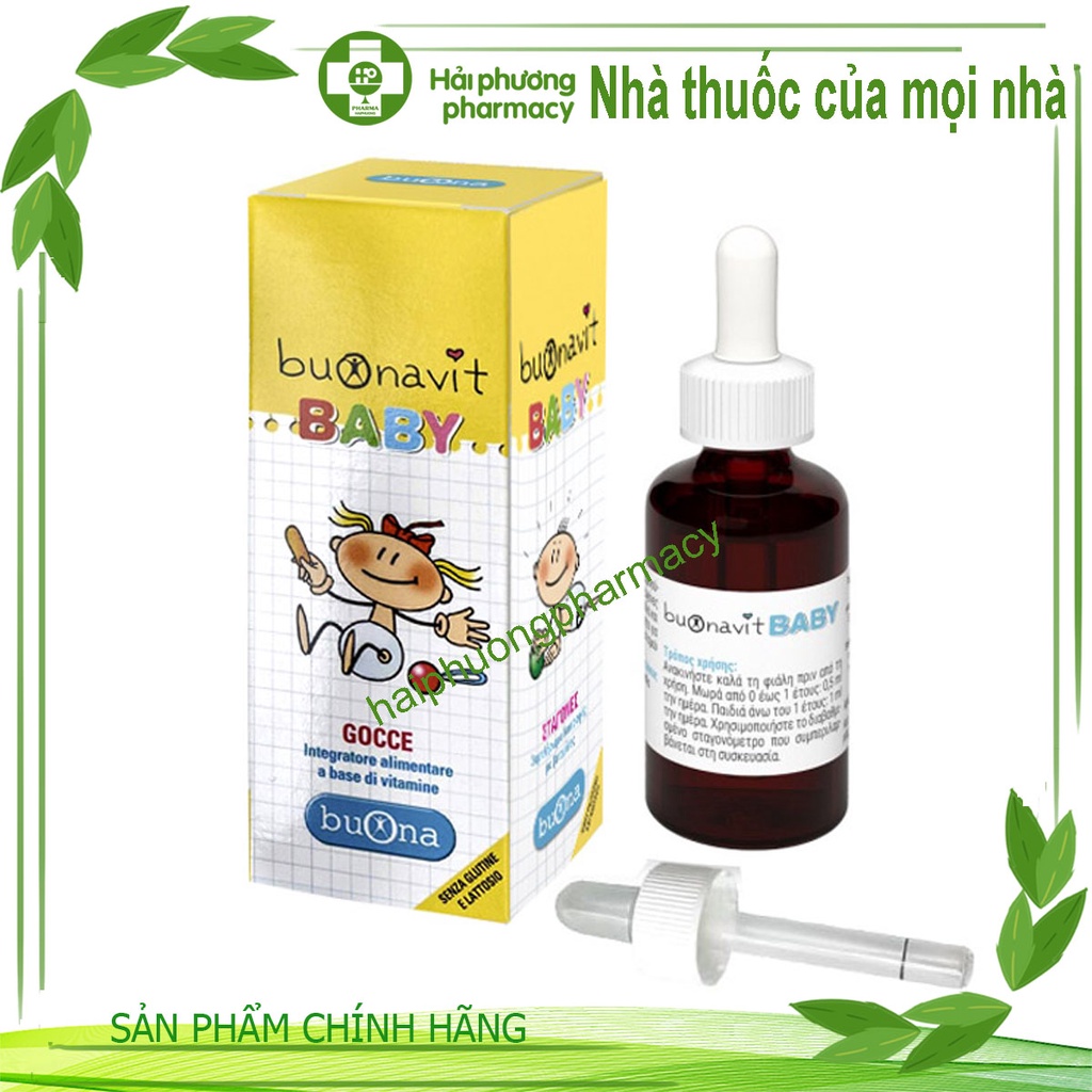 Vitamin tổng hợp nhỏ giọt Buonavit Baby, giúp bồi bổ cơ thể, tăng hấp thu cho trẻ. Lọ 20 ml, vị cốm dễ uống