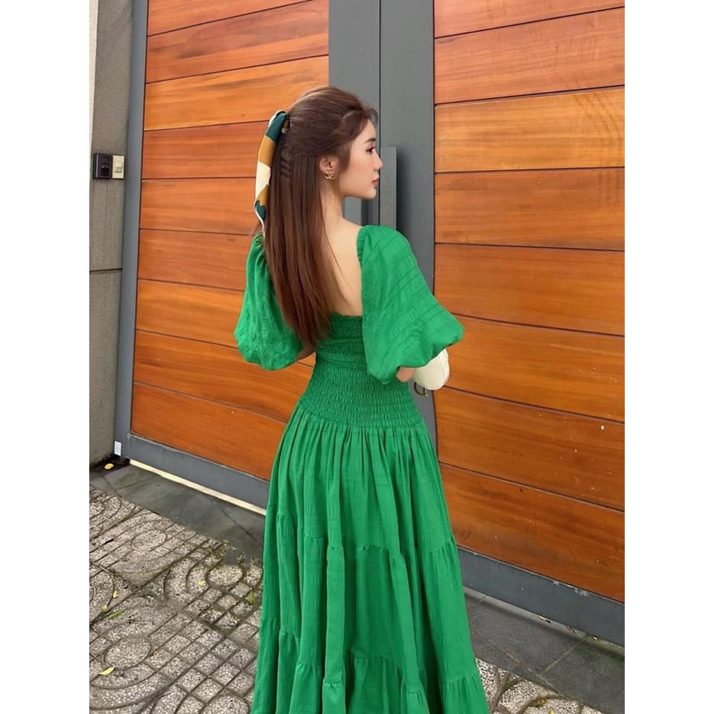 Set maxi đi biển tay phồng mặc 2 kiểu phong cách thời trang XUKA DRESS