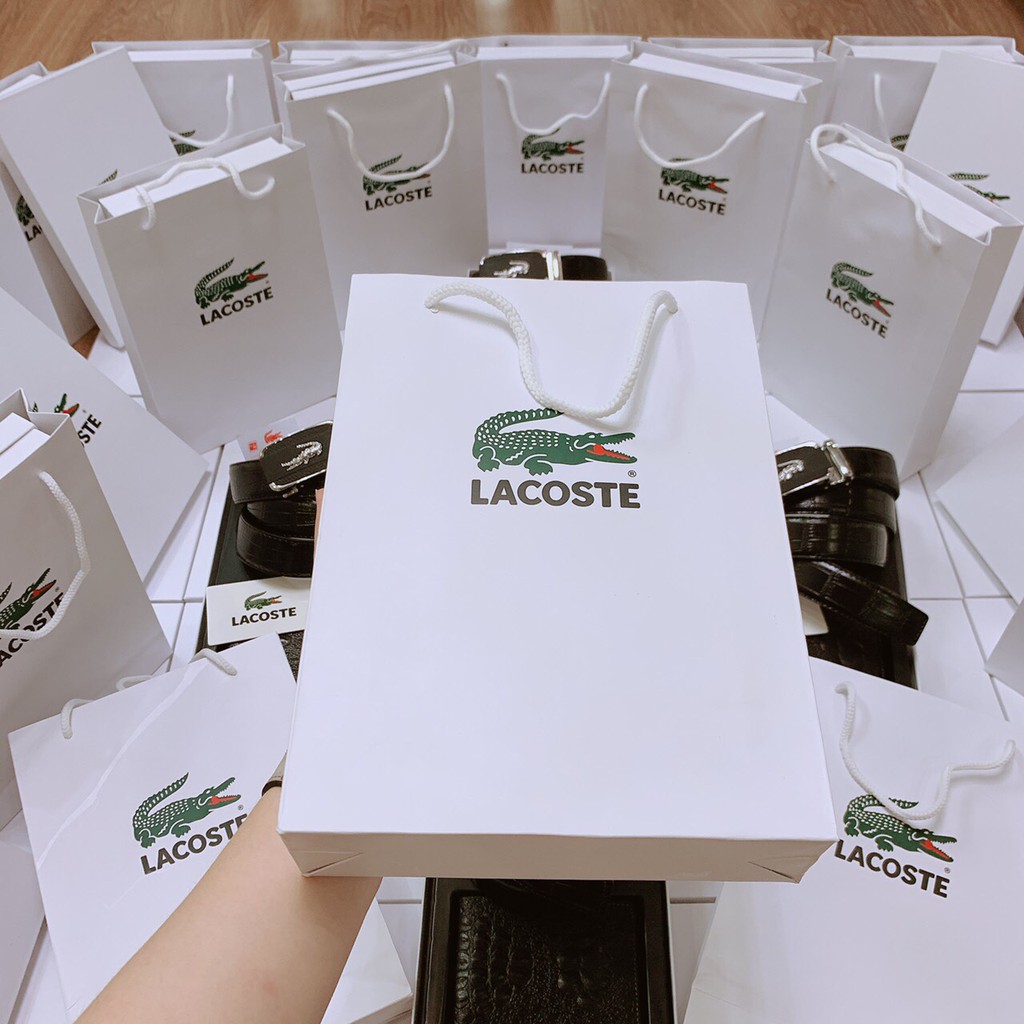 Set ví  dây nịt Lacoste 💖 FREE SHIP 💖 Combo Ví Thắt Lưng Da PU dập vân cá sấu full hộp, túi giấy nên làm quà tặng