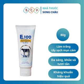 Sữa Rửa Mặt E100 Tinh Chất Sữa Bò Tươi (80ml) | Tẩy tế bào chết, trắng da