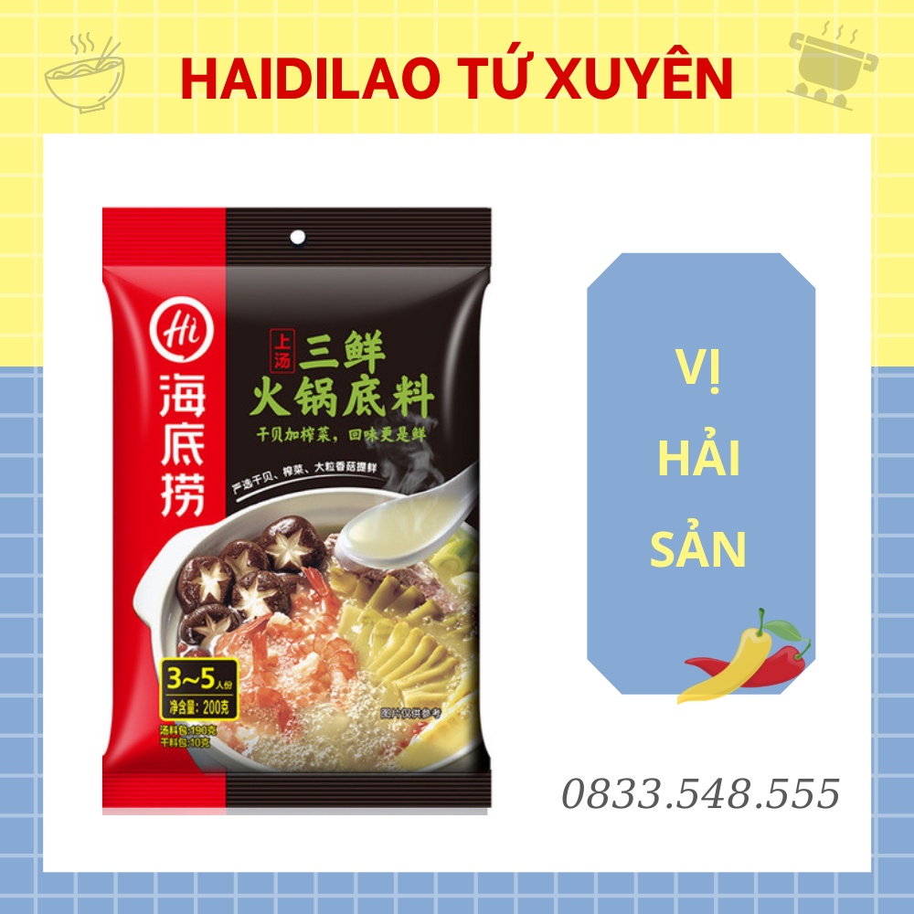 Cốt Lẩu Hải Sản Haidilao Vị Thập Cẩm Thanh Không Cay, Gói Cốt Lẩu Haidilao Chính Hãng Tứ Xuyên (Ship Hoả Tốc HN)