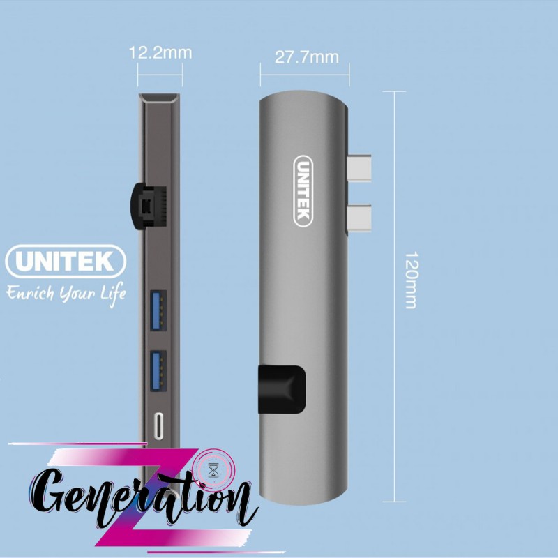 Bộ chuyển USB type-C sang HDMI +LAN + USB Unitek D008A