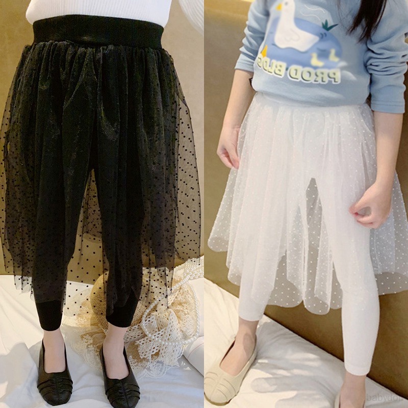 Chân Váy Xòe Kèm Quần Legging Thoáng Khí Mềm Mại Dễ Thương Cho Bé Gái