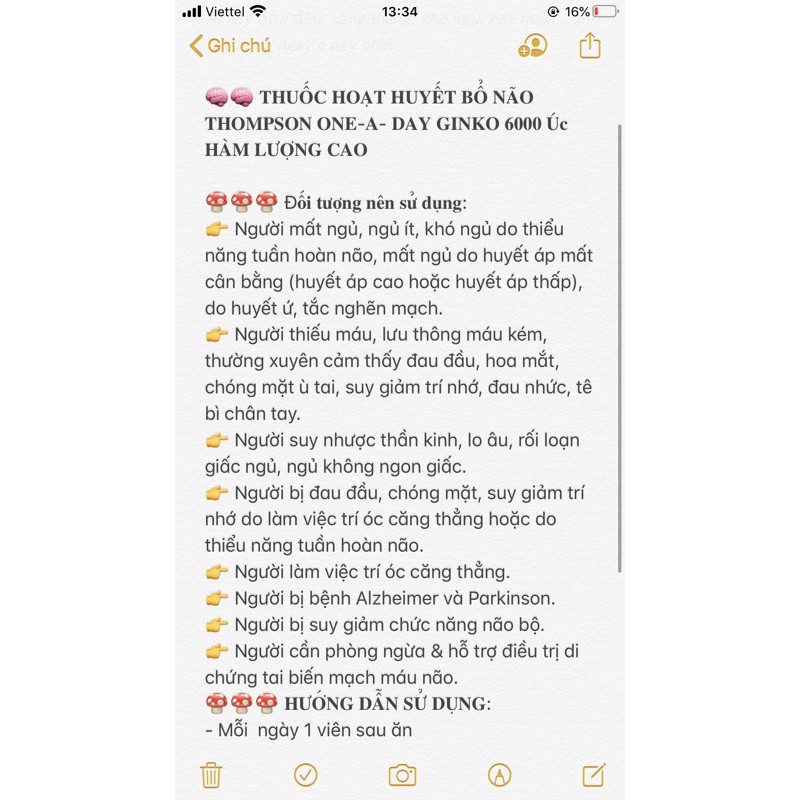 60 viên bổ não Thompson’s Ginkgo 6000 bill úc | Thế Giới Skin Care