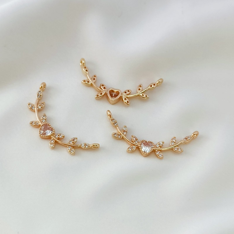 Mặt Dây Chuyền Hình Cỏ Bốn Lá Mạ Vàng 14K Đính Đá Zircon Màu Sắc Tự Làm