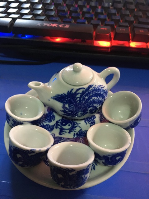 Bộ ấm chén ban thờ xanh BAT TRÀNG