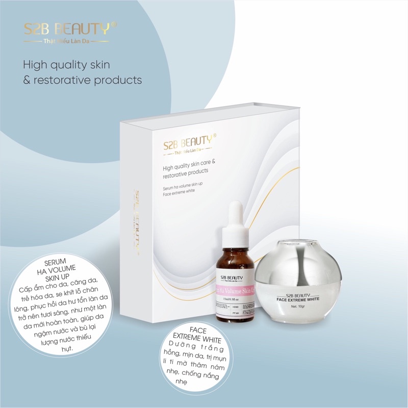 HỘP COMBO SERUM HA + KEM DƯỠNG TRẮNG DA FACE EXTREME WHITE