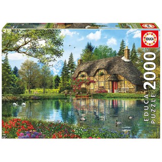Tranh ghép hình 2000 mảnh "Lake view cottage", Educa