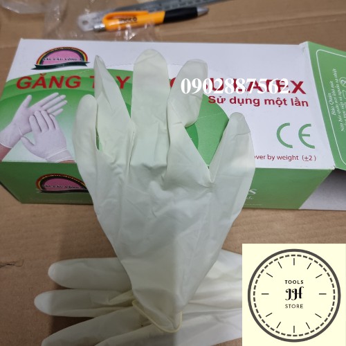 găng tay cao su latex (sử dụng 1 lần) găng tay y tế 1 hộp 50 cặp