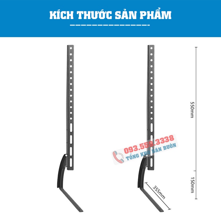 Chân Đế Tivi Để Bàn TV02 40 - 43 - 50 - 55 - 60 - 65 Inch - Chân Tivi Đa Năng Tương Thích Các Loại Tivi - Model: DH-068
