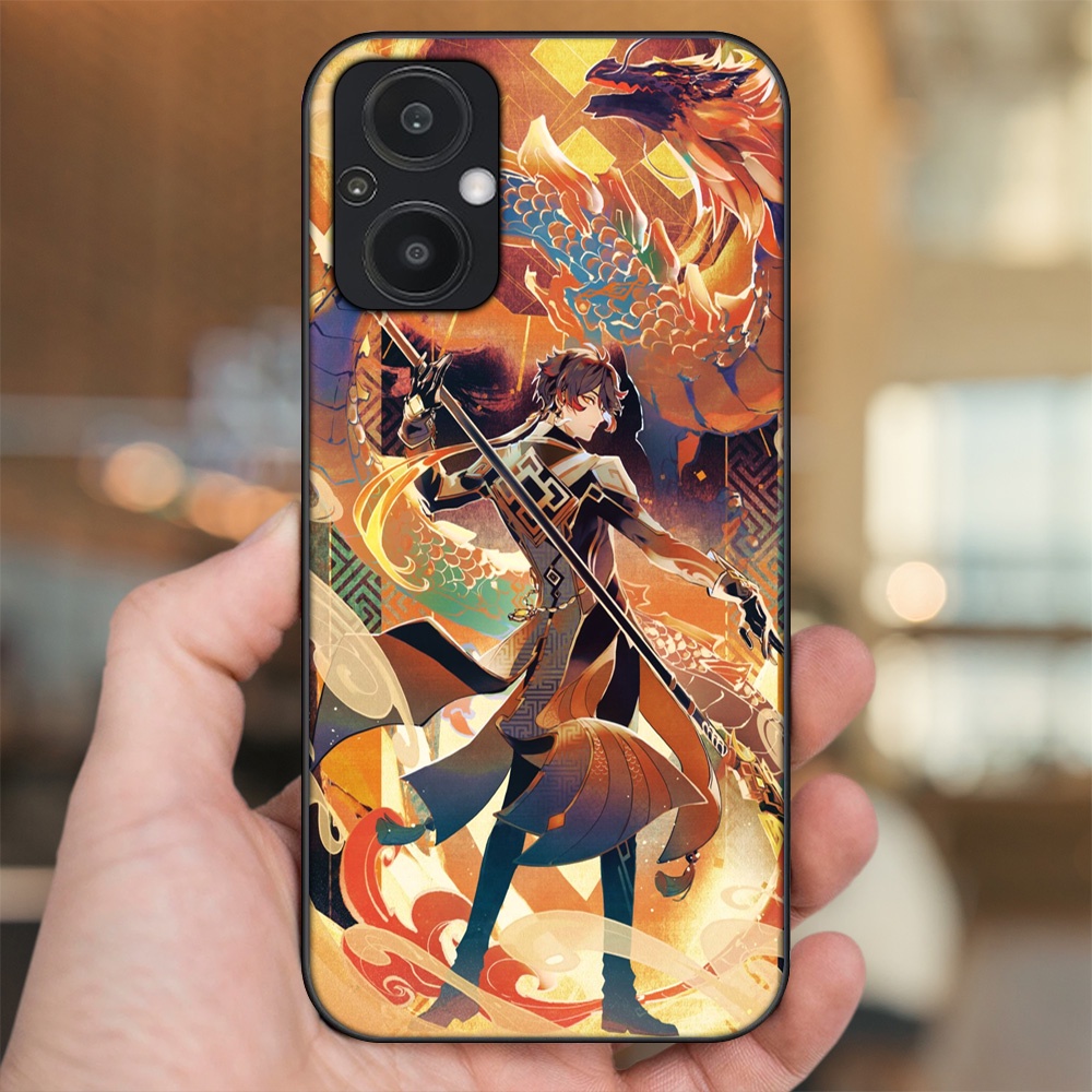 Ốp lưng Oppo Reno 7Z 5G viền đen in hình Zhongli Genshin Impact