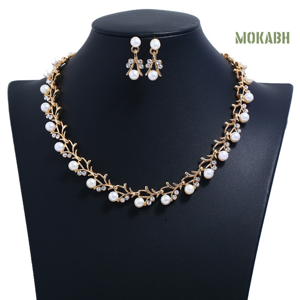 Bộ Trang Sức Đính Ngọc Trai Nhân Tạo Thanh Lịch Dành Cho Nữ