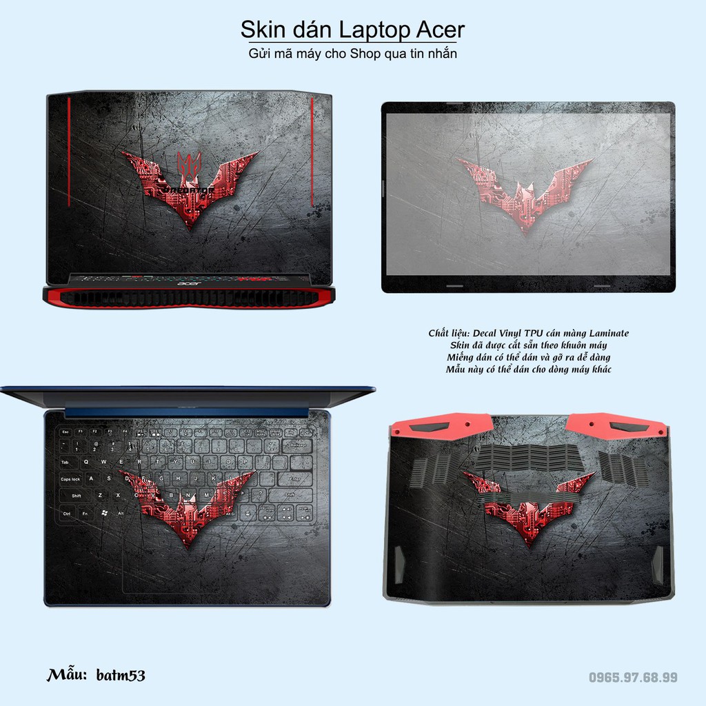 Skin dán Laptop Acer in hình Người dơi _nhiều mẫu 3 (inbox mã máy cho Shop)