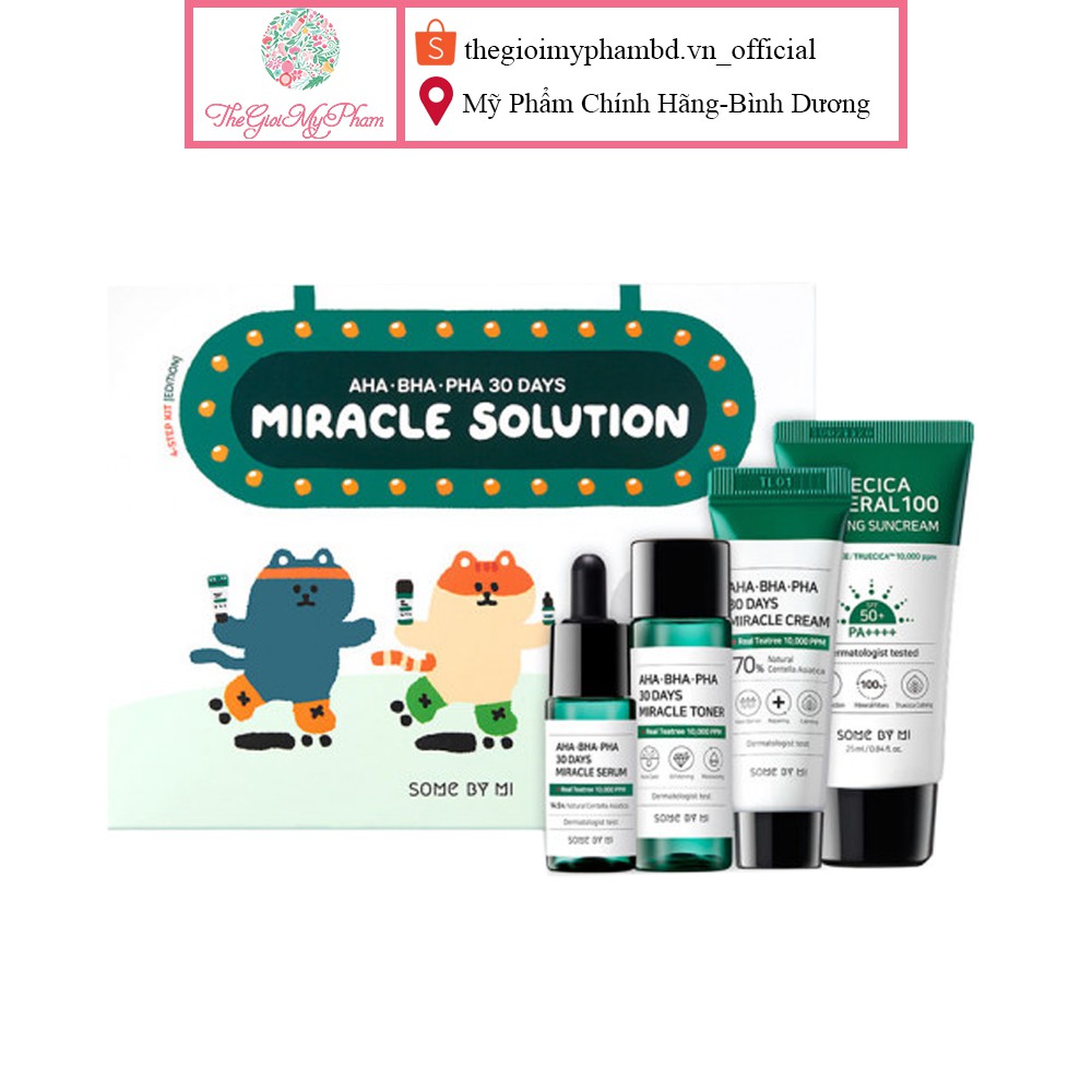 Bộ Kit Dưỡng Da Mụn Some By Mi AHA BHA PHA 30 Days Miracle Solution 4-Step Kit Phiên Bản Giới Hạn