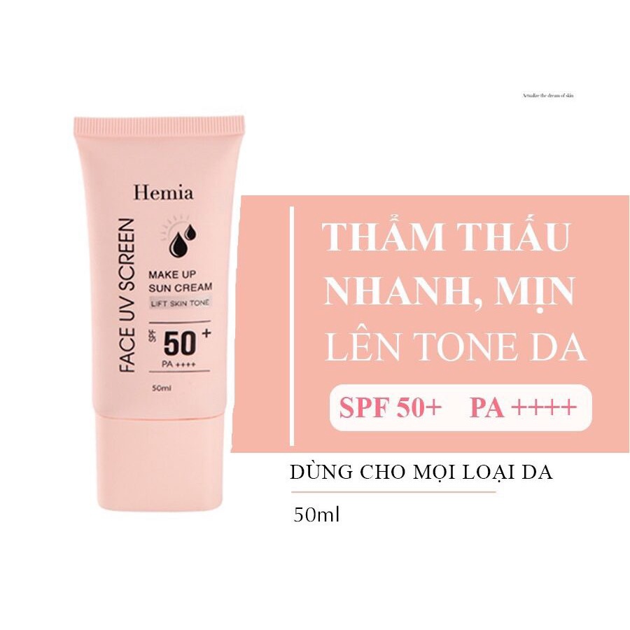 Kem chống nắng mặt face HEMIA hàn quốc SPF50+ kiềm dầu,nâng tone làm da sáng đều màu