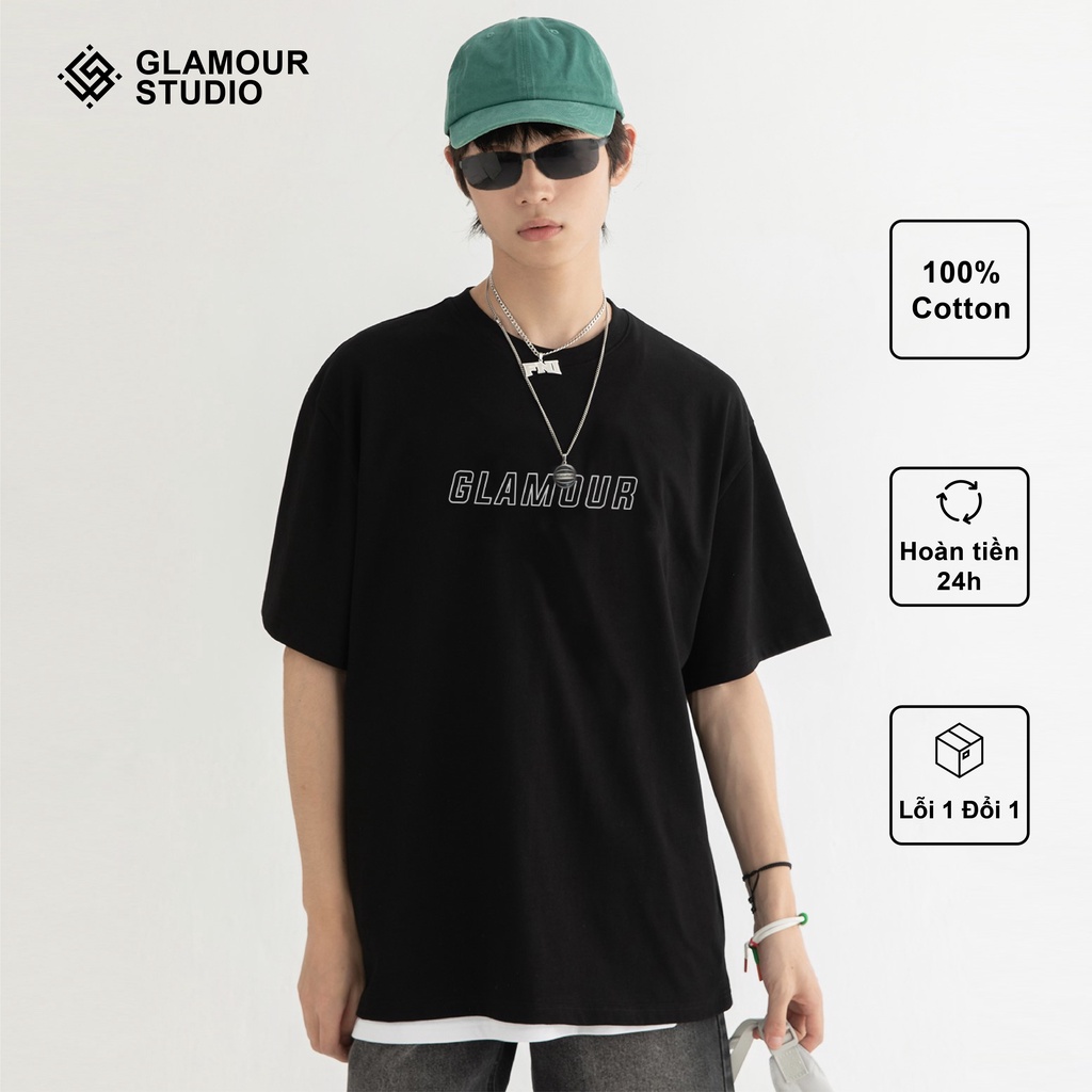 Áo thun unisex form rộng GLAMOUR - Màu Đen/Trắng