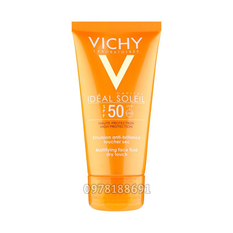 Kem Chống Nắng Vichy Capital Soleil SPF50 Face Dry Touch Không Gây Nhờn Rít Không Màu (50ml)