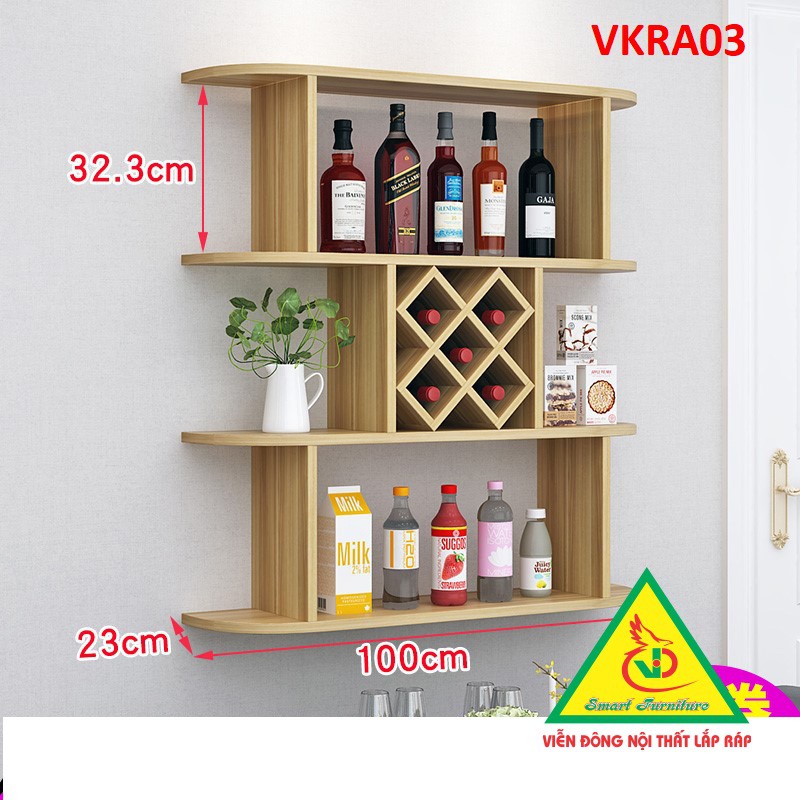 Kệ rượu trang trí treo tường VKRA03 - Nội thất lắp ráp