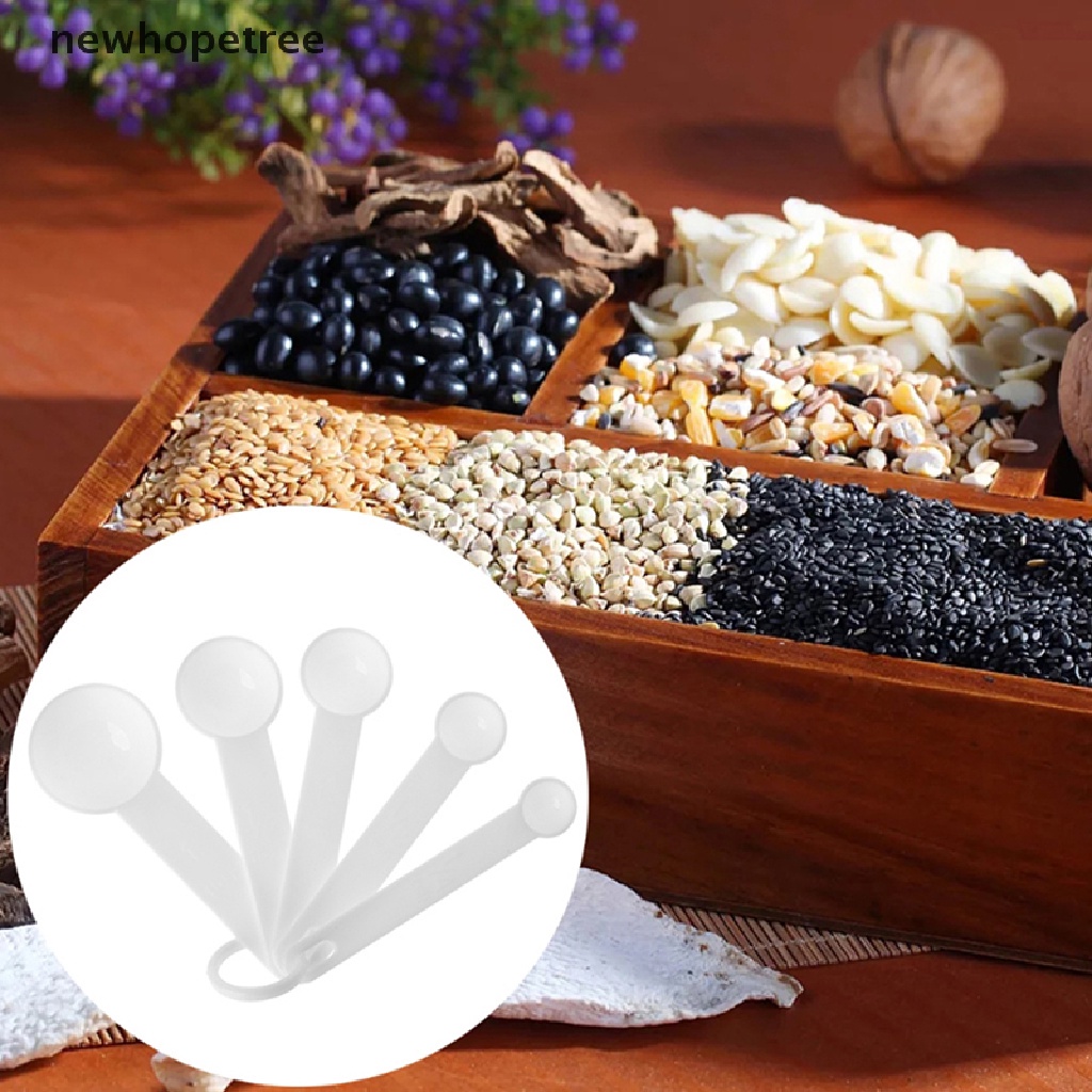 Bộ 5 Muỗng Đo Lường Bằng Nhựa Dùng Trong Nấu Nướng Tiện Dụng
