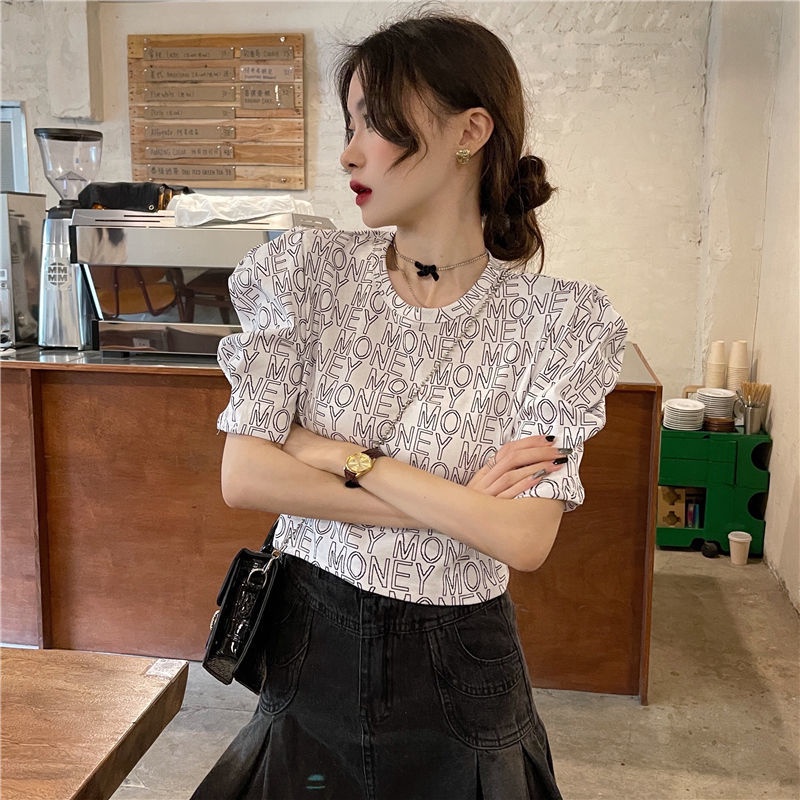 Áo Thun Cotton Tay Phồng Ôm Dáng Thời Trang Cho Nữ