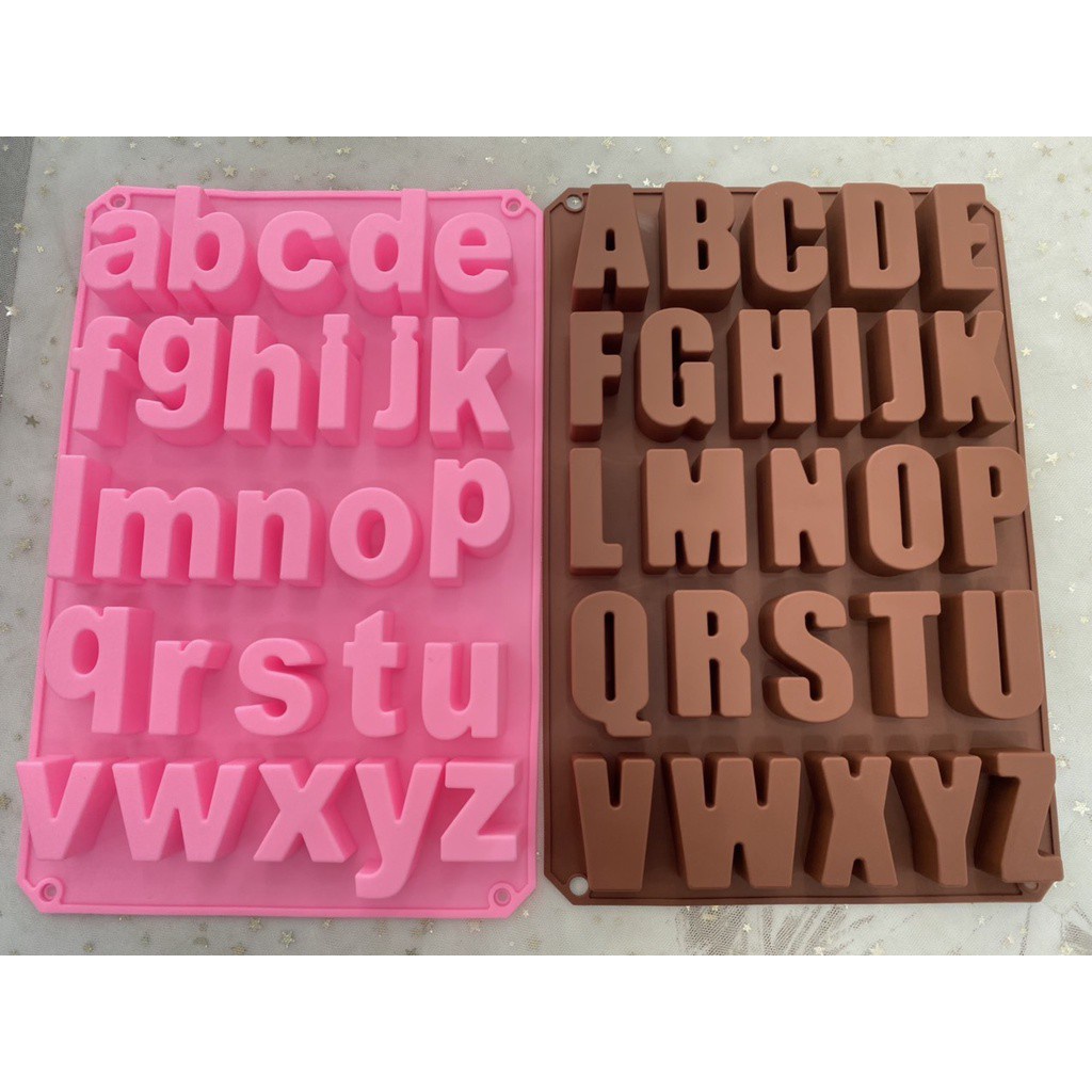 Khuôn silicon Bộ Chữ In Hoa/In Thường/Số  làm bánh rau câu 3D 4D nhấn xôi, fondant, socola, nến hanmade