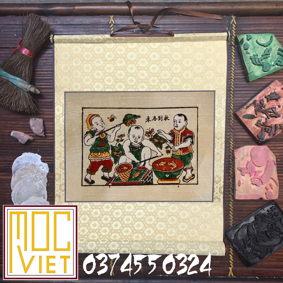 Tranh Đông Hồ Chọi cá