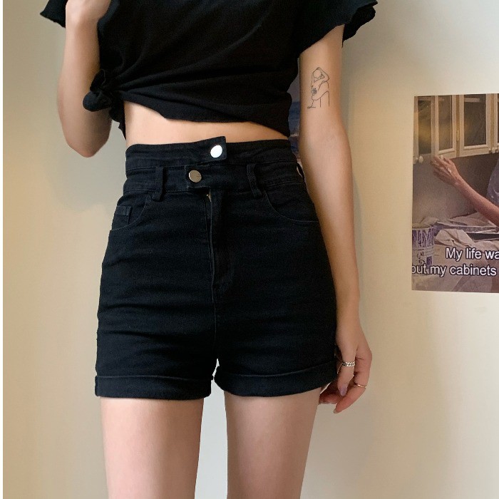 Quần Short Denim Lưng Cao Kiểu Dáng Hàn Quốc Dành Cho Nữ