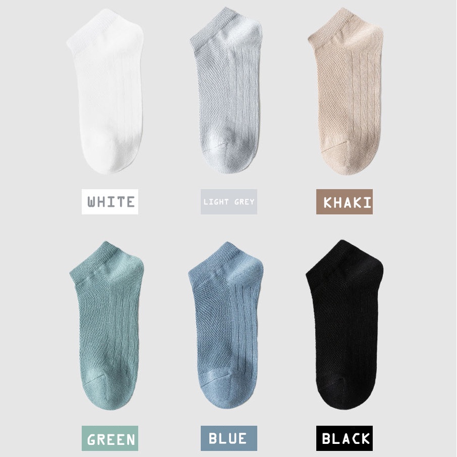 Vớ cotton Cổ Thấp Màu Trơn Thoáng Khí Thời Trang Cho Nam