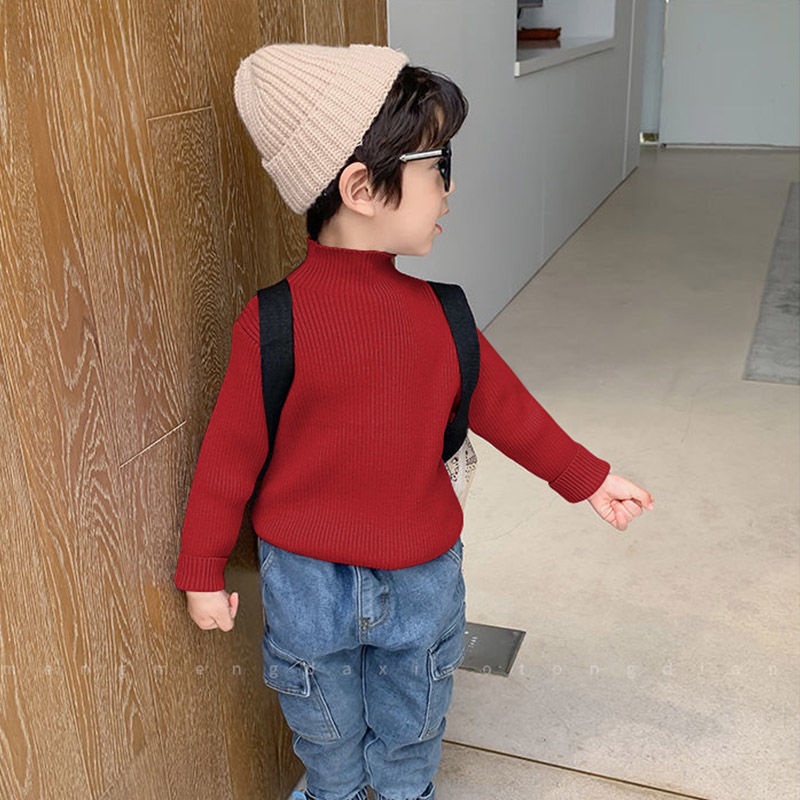 Áo sweater chui đầu vải nhung phong cách Hàn Quốc màu sắc thời trang mùa đông cho bé trai