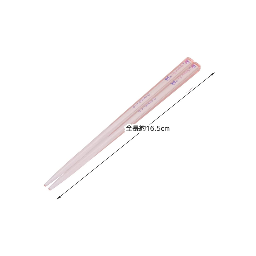 [SKATER] Bộ 3 Đôi Đũa Acrylic Trong Suốt My Melody &amp; Kurumi 16.5cm