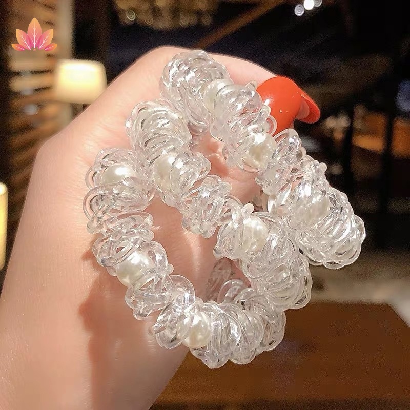 Dây Buộc Tóc Dạng Xoắn Co Giãn Màu Vàng / Bạc Jp5 Cho Nữ