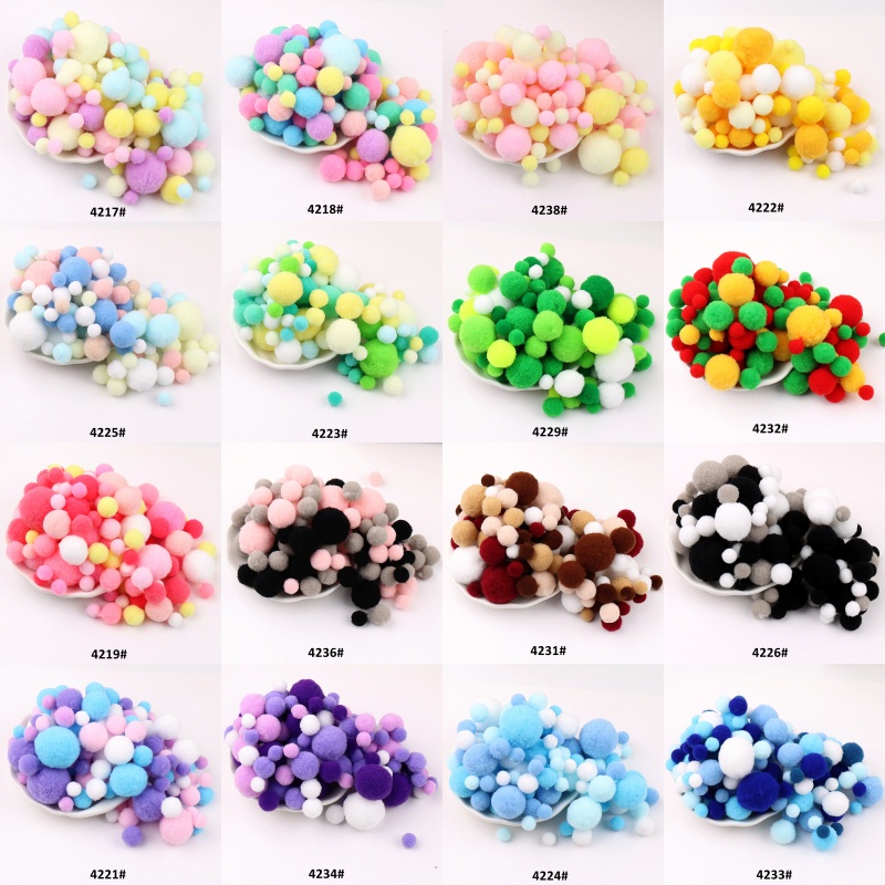 Set 135 Quả Bông Mềm Nhiều Màu Kích Thước 10/15/20/25/30mm Dùng Để May Vá Thủ Công