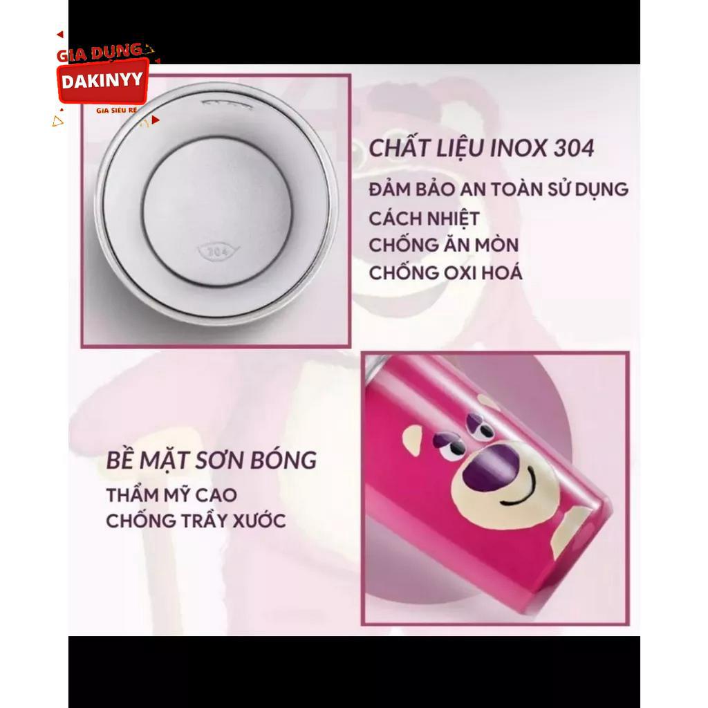 Ly giữ nhiệt gấu dâu inox 304 dung tích 450ml hàng chuẩn loại 1 DAKINY