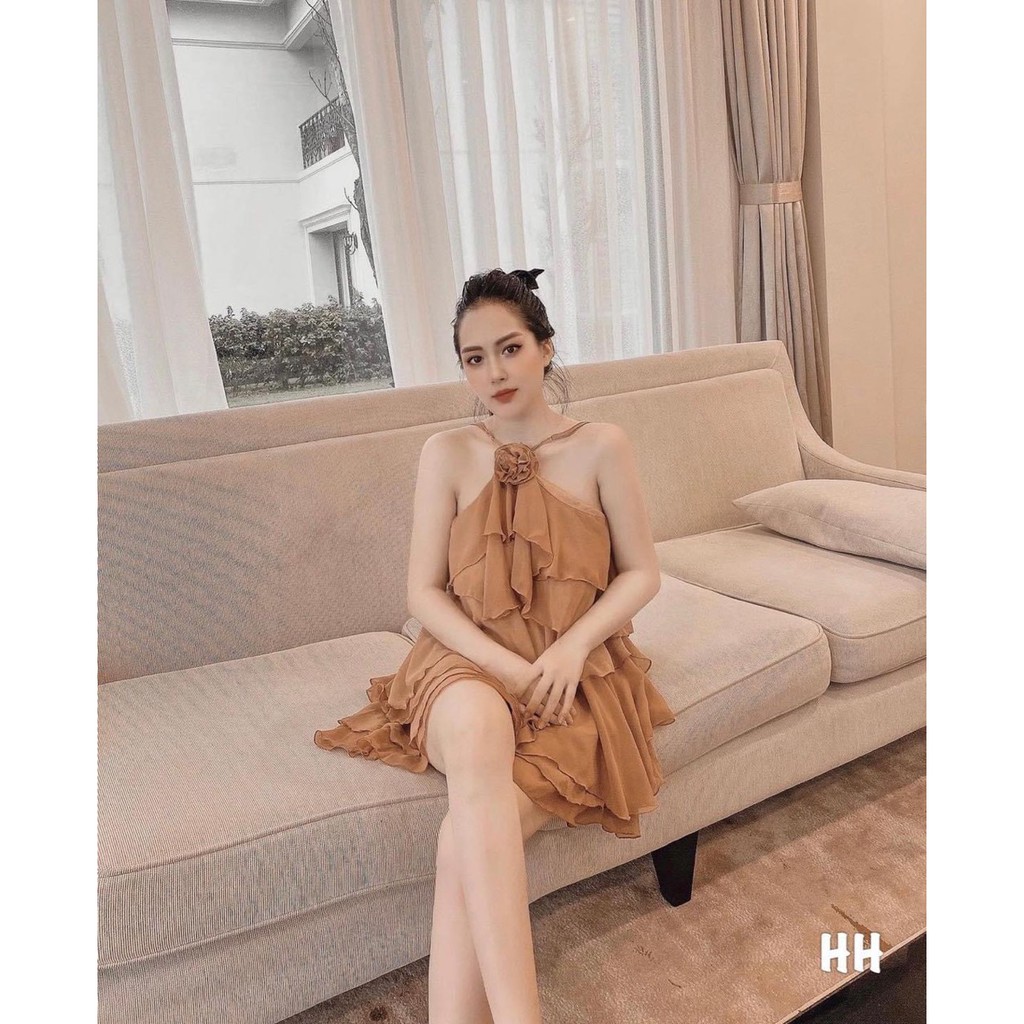 ĐẦM 2 DÂY CHÉO CỔ PHỐI (HÌNH THẬT) VINTAGE_STORE1