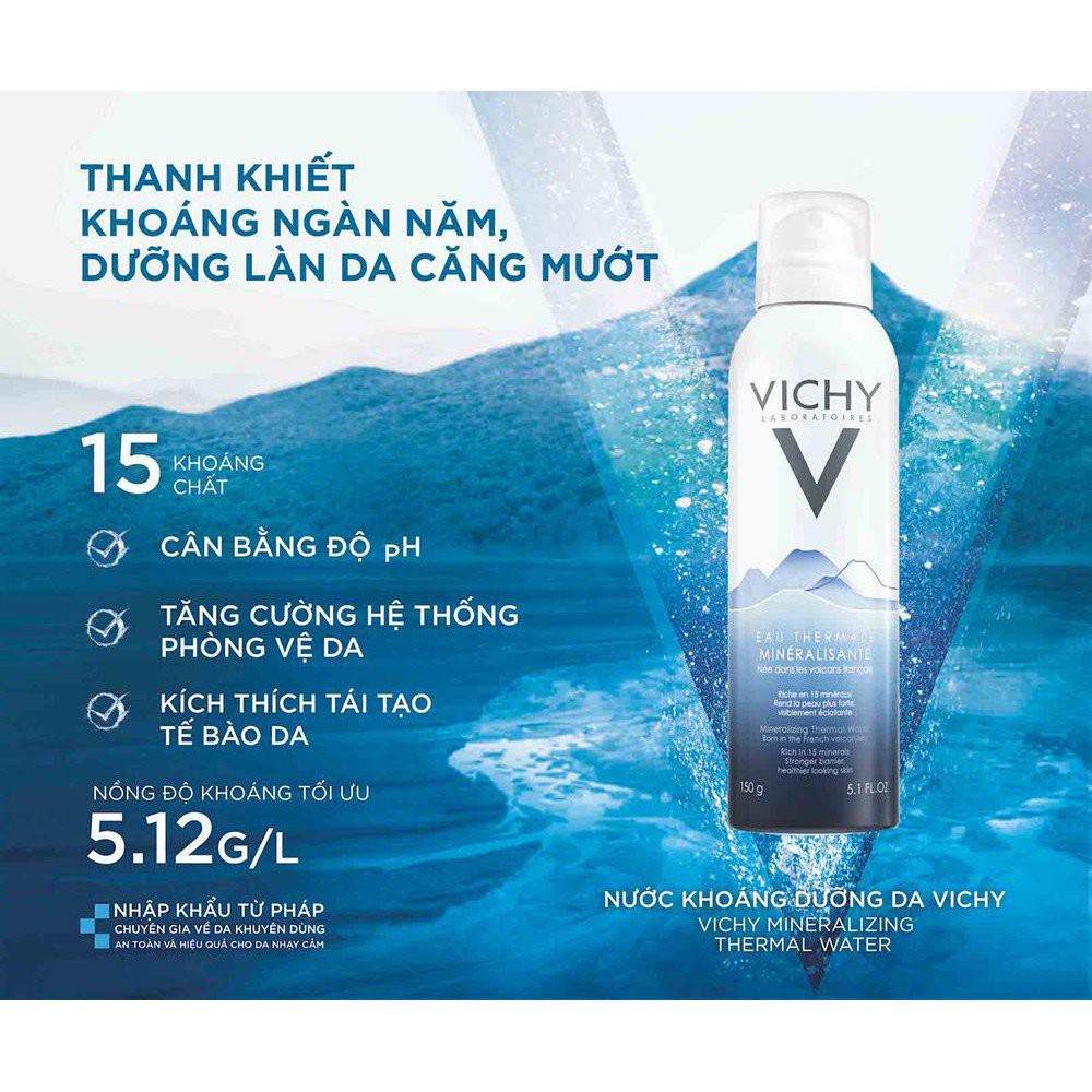 Xịt khoáng Vichy Mineralizing Thermal Water dưỡng da, cấp ẩm và bảo vệ da 150ML, 300ML - NEDEVI Chính Hãng