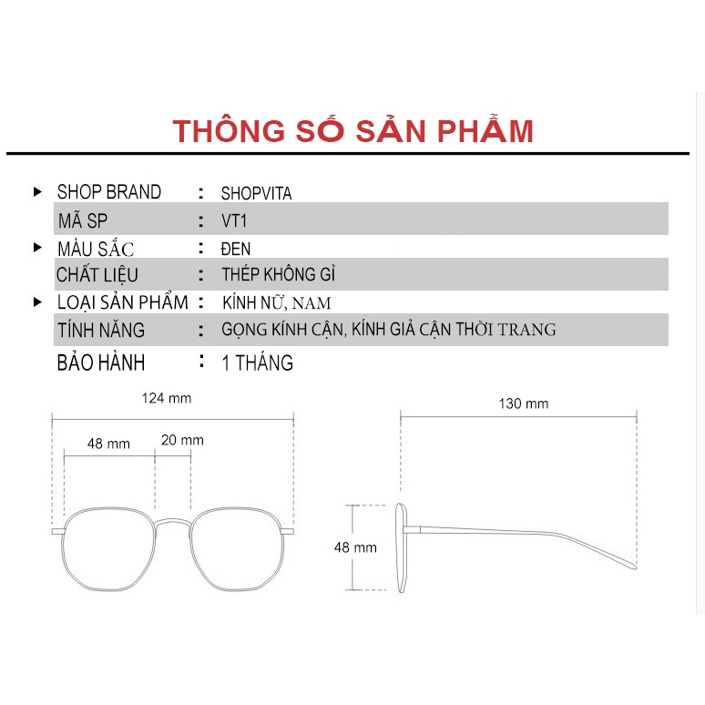 Gọng Kính Cận Nữ Shopvita Gọng Kính Tròn Kim Loại Dáng Ngố Phù Hợp Những Bạn Mặt Nhỏ -VT1