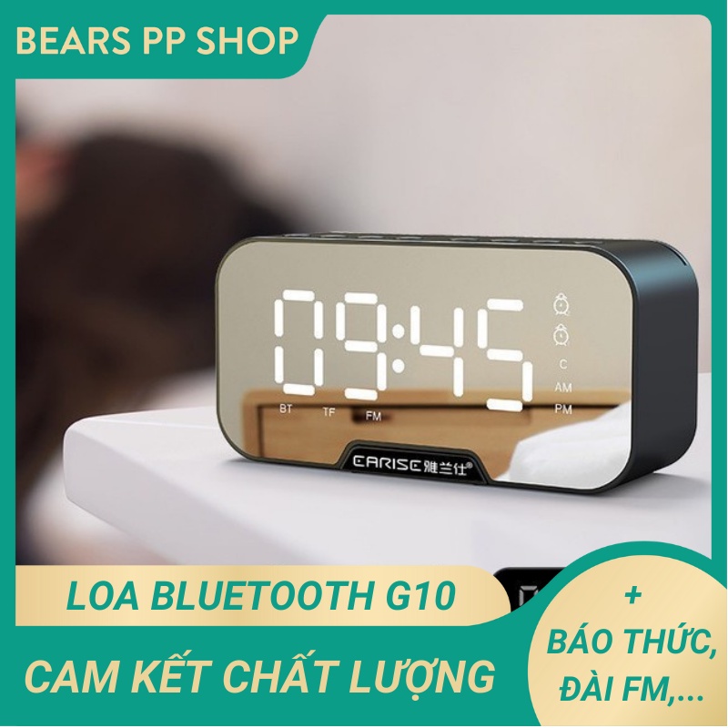 Loa Bluetooth G10 Cao Cấp - Loa Mini Kiêm Đồng Hồ Báo Thức, Chức Năng Đài FM, Màn Hình Hỗ Trợ Đèn LED