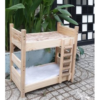 Giường 2 tầng cho thú cưng - Dễ lắp ráp - gỗ thông đẹp
