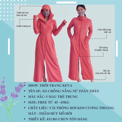 [TÔN DÁNG] Áo Chống Nắng Toàn Thân Nữ Dáng Dài Keva Thông Hơi Thoáng Mát Đai Eo Bo Tôn Dáng | BigBuy360 - bigbuy360.vn